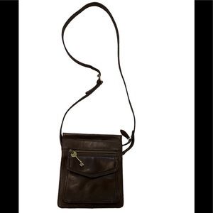 Vintage Fossil Chocolate Brown Leather Crossbody Bag
